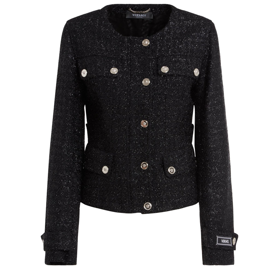 Black tweed single-breasted jacket