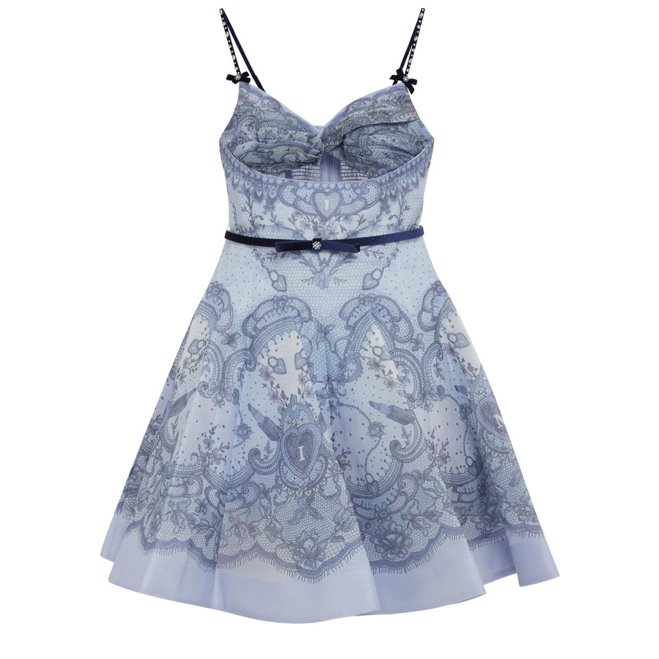 "Crush" dress in blue linen