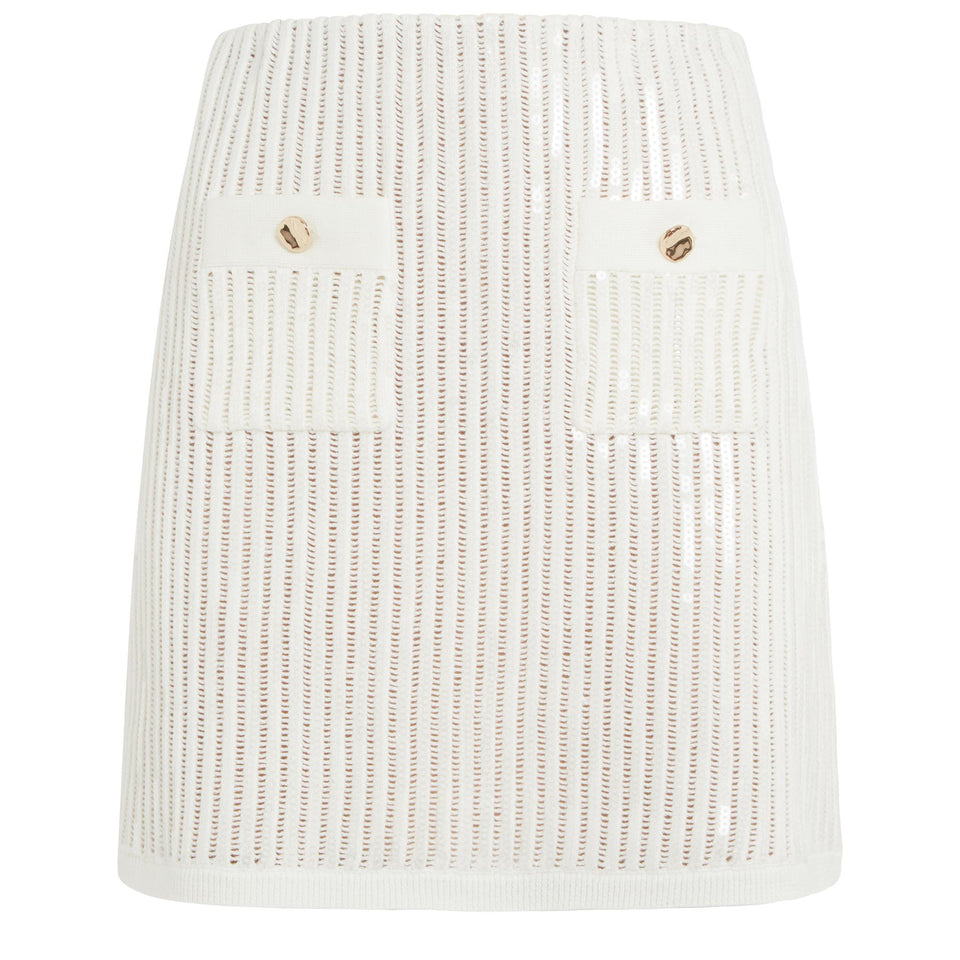 White knitted mini skirt