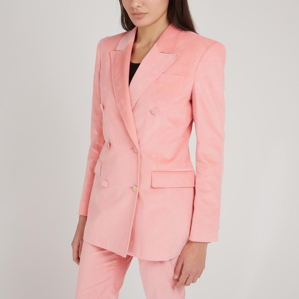 "Gavin" Double Breasted Blazer in Pink Cotton