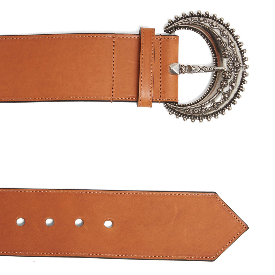 Cintura in pelle marrone