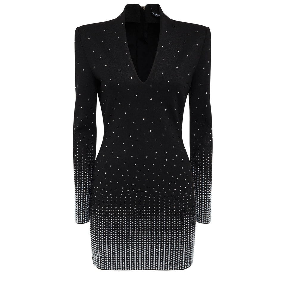 Short dress in black fabric