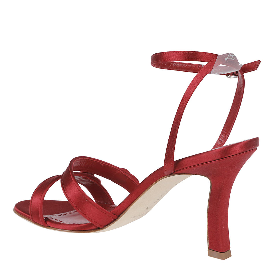 Sandalo "Neusita" 90 in satin rosso 325-3040 DRED MANOLO BLAHNIK 
