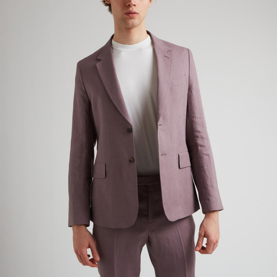 Giacca mono petto in lino viola