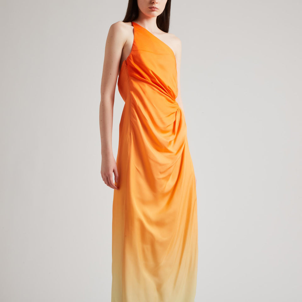 Abito mono spalla in tessuto arancione