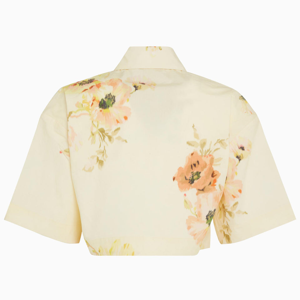 Yellow cotton crop shirt