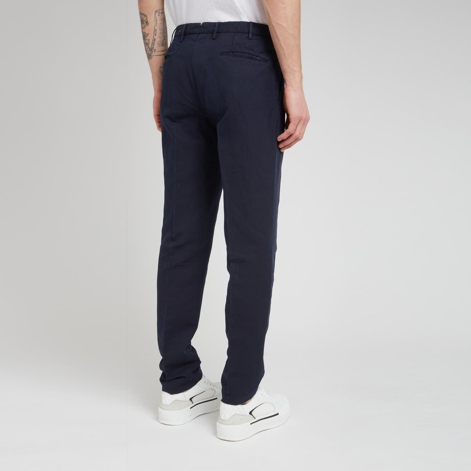 Pantalone in lino e cotone blu