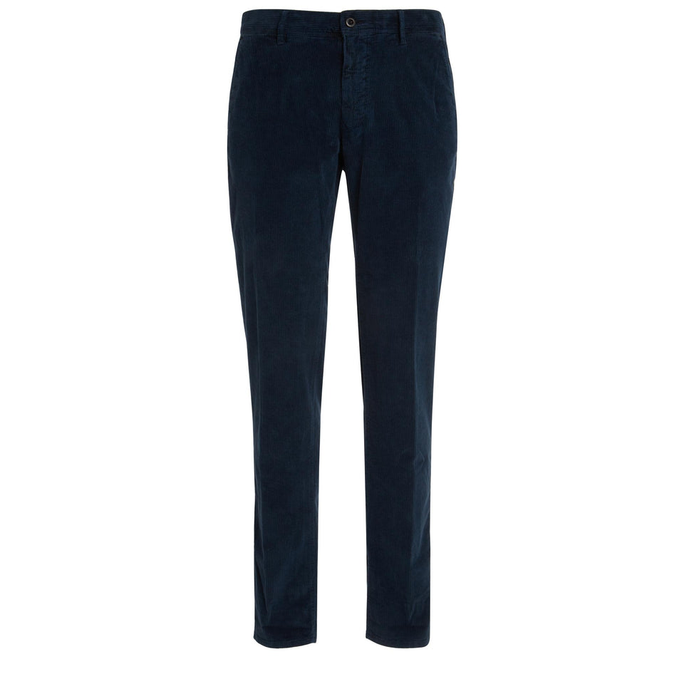 Pantalone a coste in velluto blu