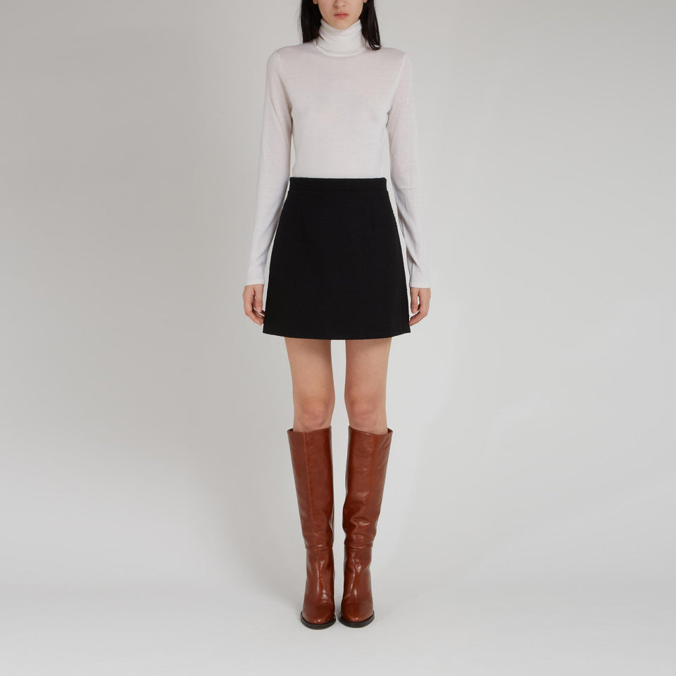 Mini gonna in lana nera