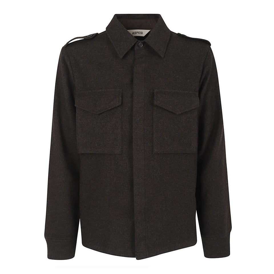 Camicia in lana marrone CE10 C80315325 ASPESI 