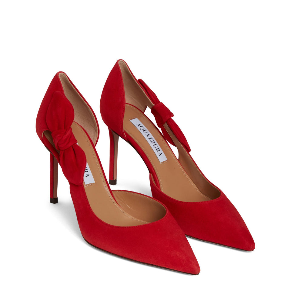 Dècolletè ''Very Bow Tie'' in suede rosse VBTMIDP0 SUELIPSTICK AQUAZZURA 
