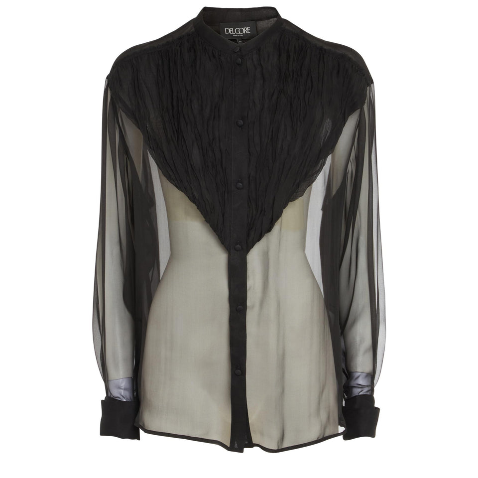 Blusa in seta nera F2PB00077 2T0053X1000 DEL CORE 