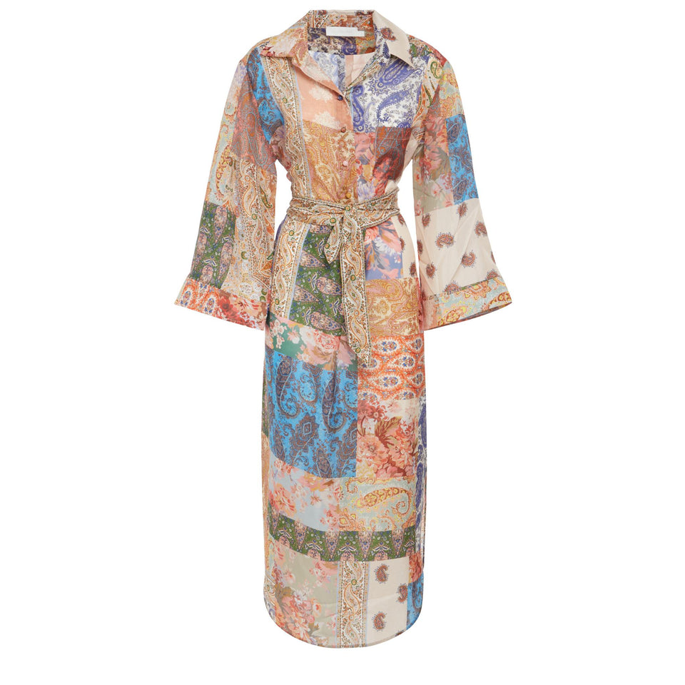 Long dress in multicolor fabric