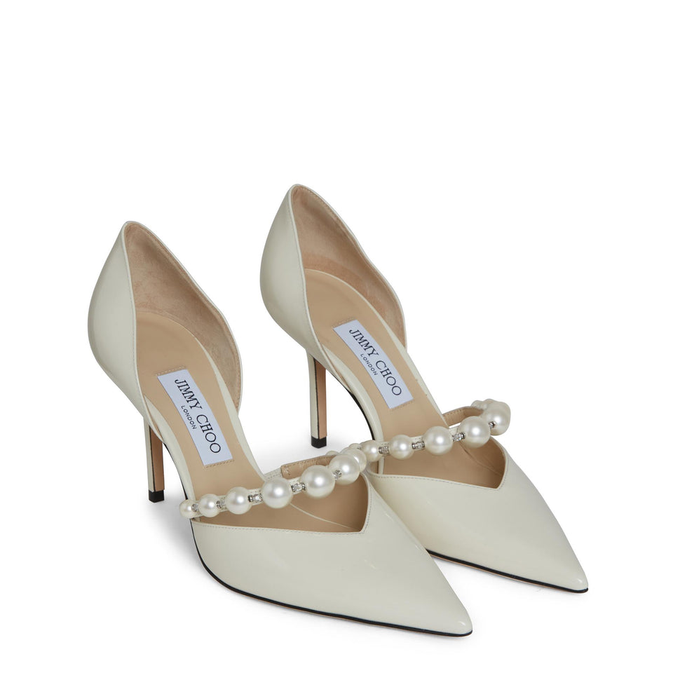 Decolletè "Aurelie 85" in raso bianca AURELIE 85 XKMLATTE/WHITE JIMMY CHOO 