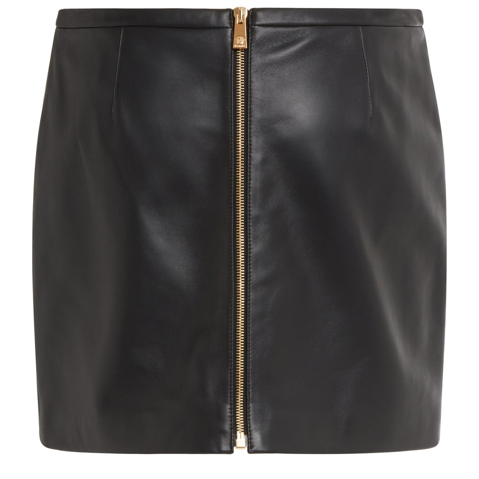 Black leather mini skirt