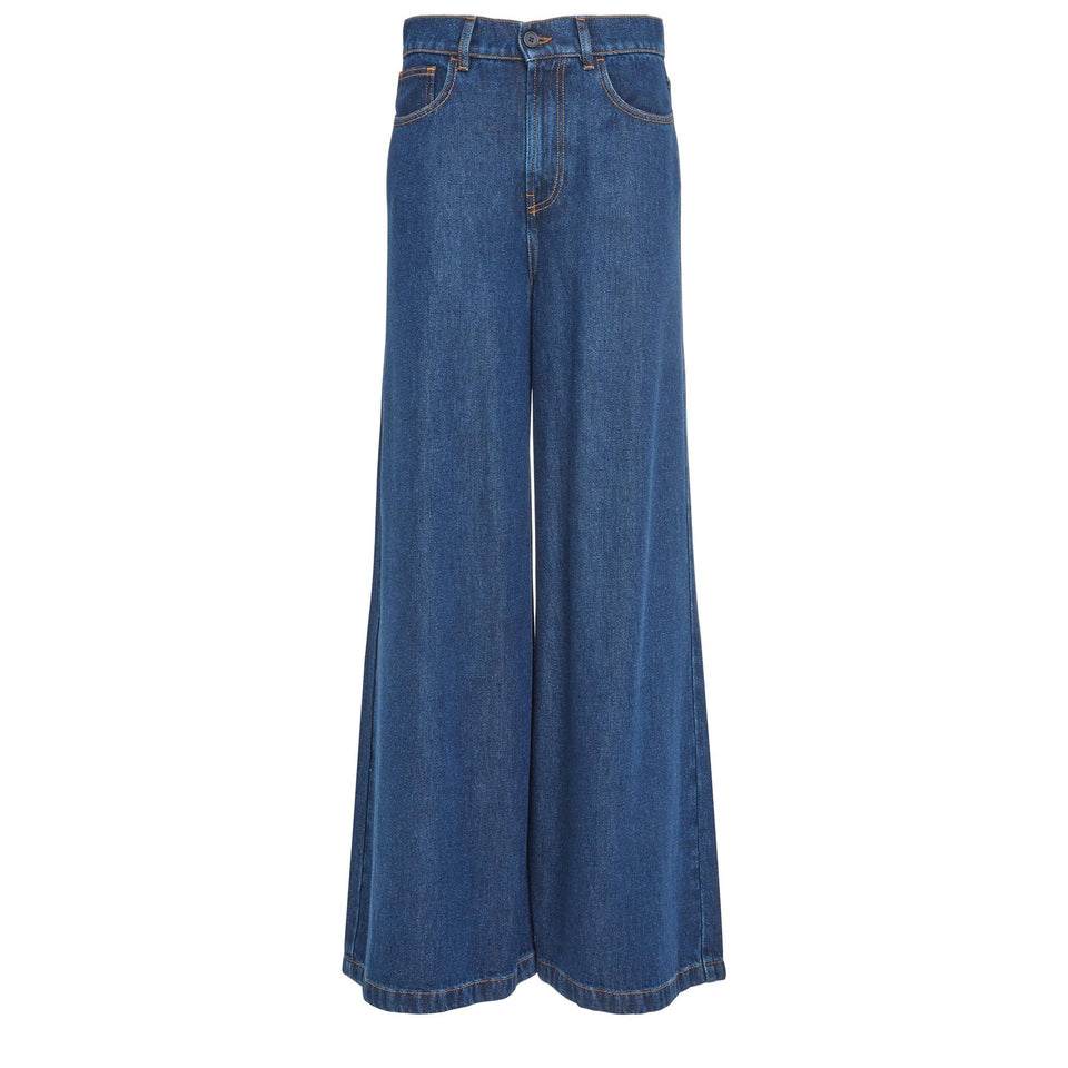 Jeans svasati in denim blu