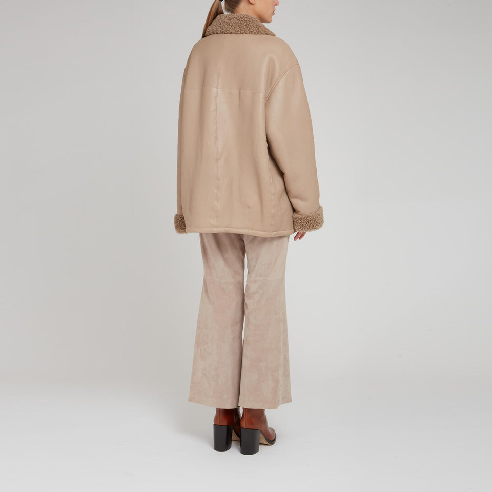 Beige leather mutton