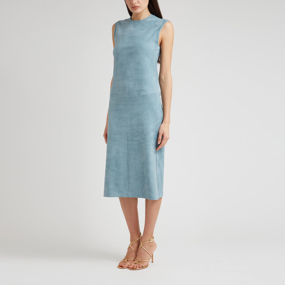 Top "Miuccia" in suede blu