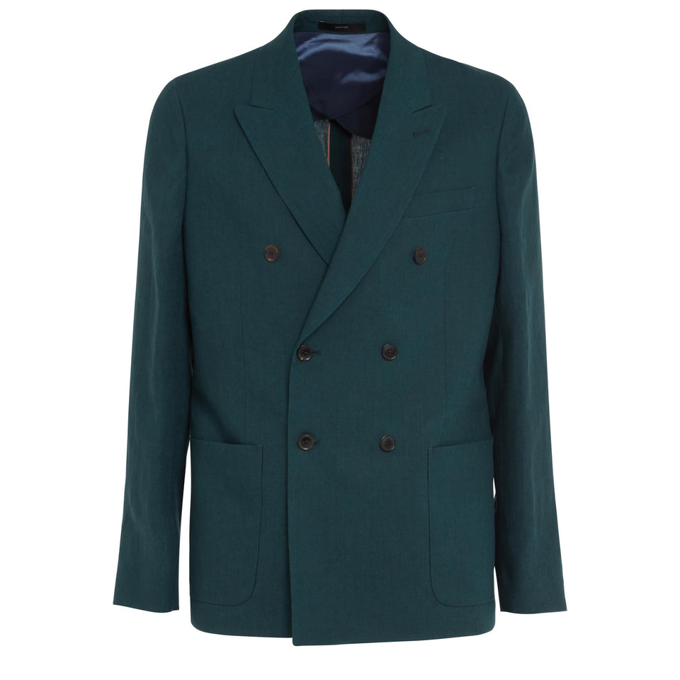 Giacca doppio petto in lana verde