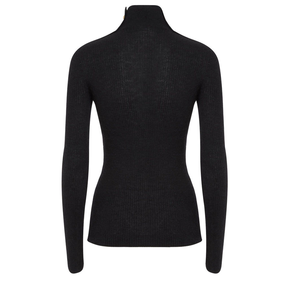Black wool turtleneck sweater