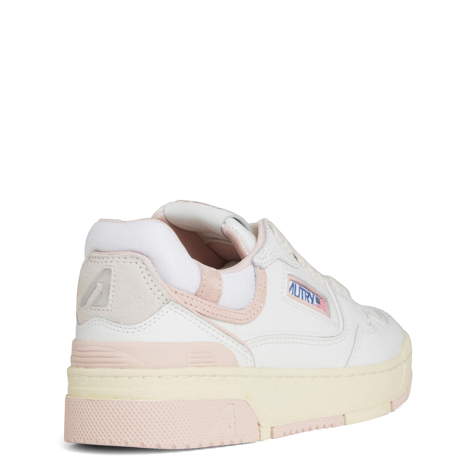 Sneakers "CLC Low" in pelle bianca e rosa ROLW-MM14 WHT/POW AUTRY 