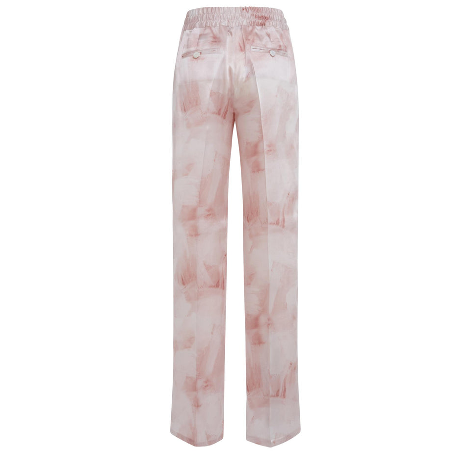 Pink silk trousers