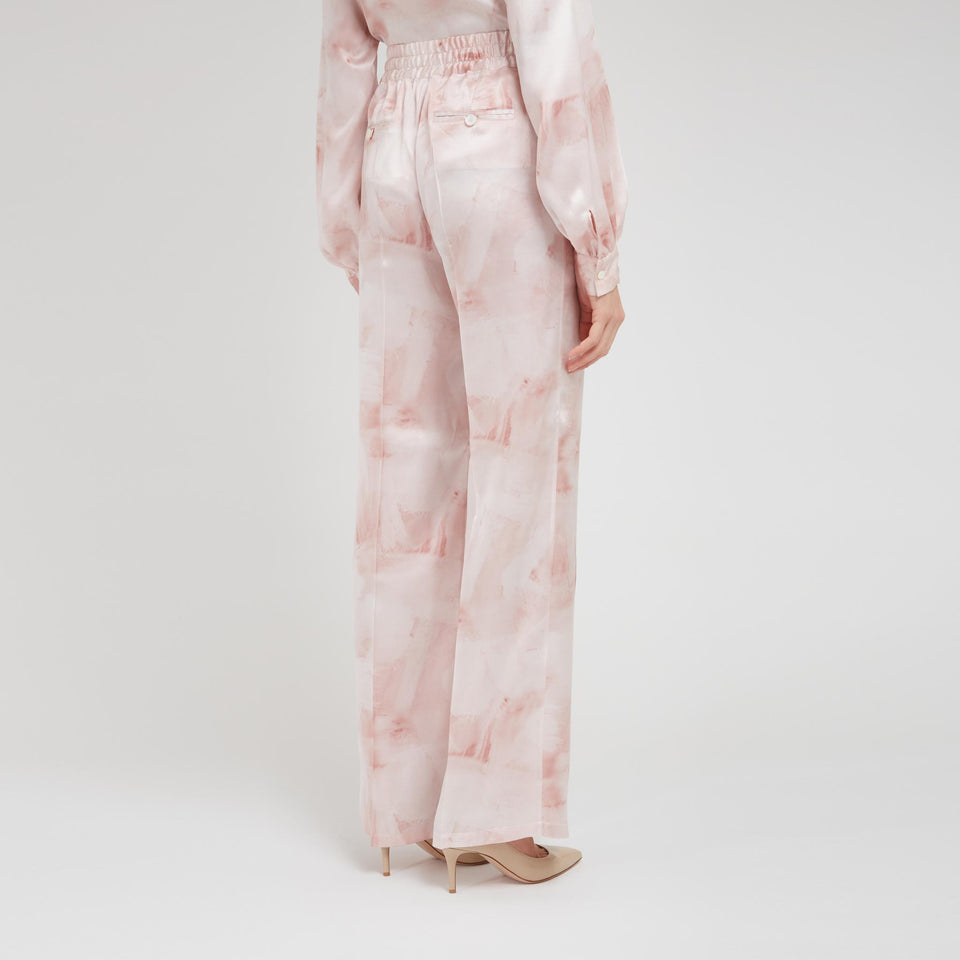 Pink silk trousers