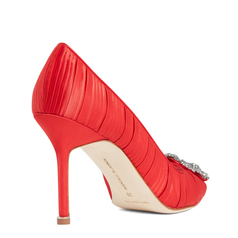 Decolletè "Hangisi 90'' in satin rossa 424-1979 0001 MANOLO BLAHNIK 