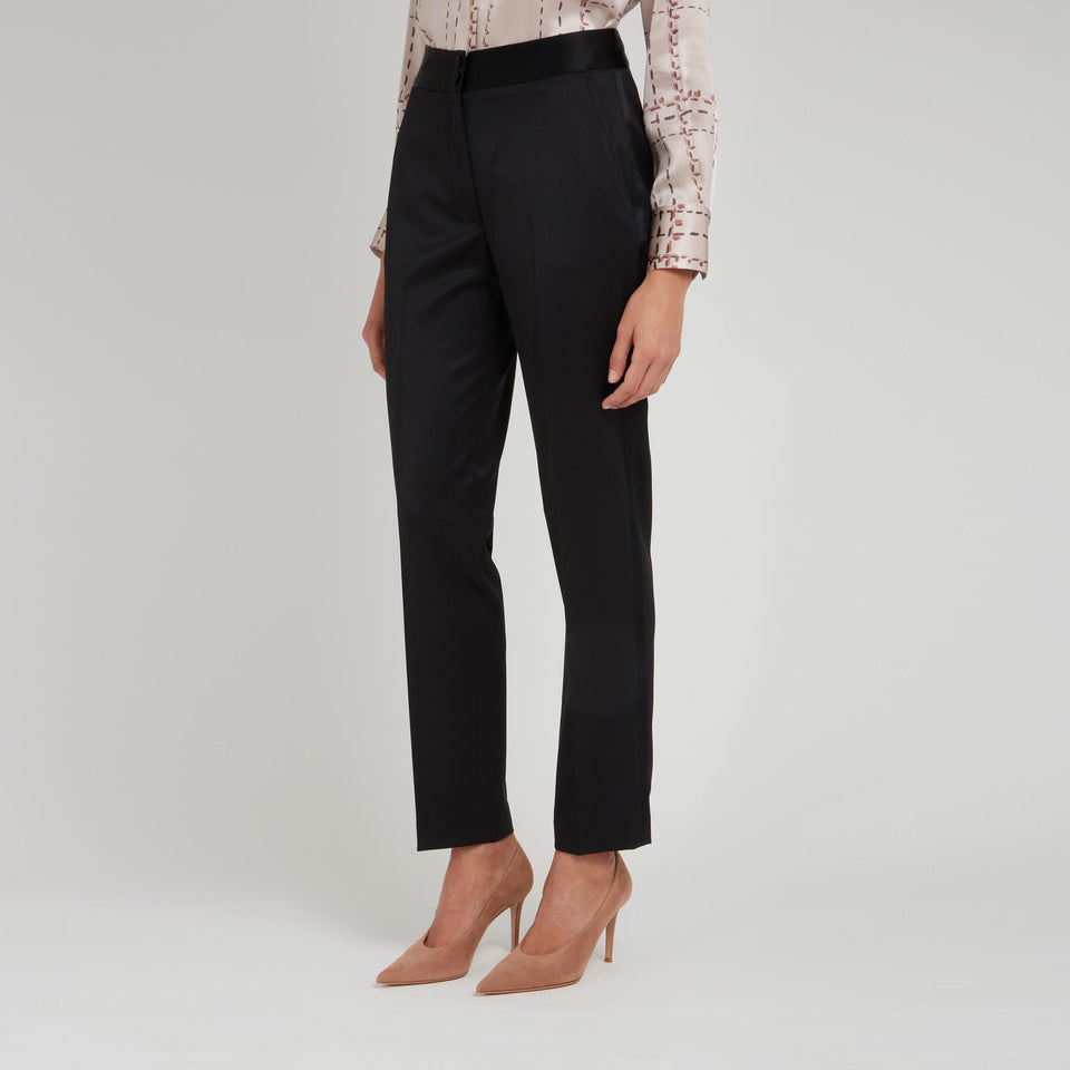 Black wool tailored trousers