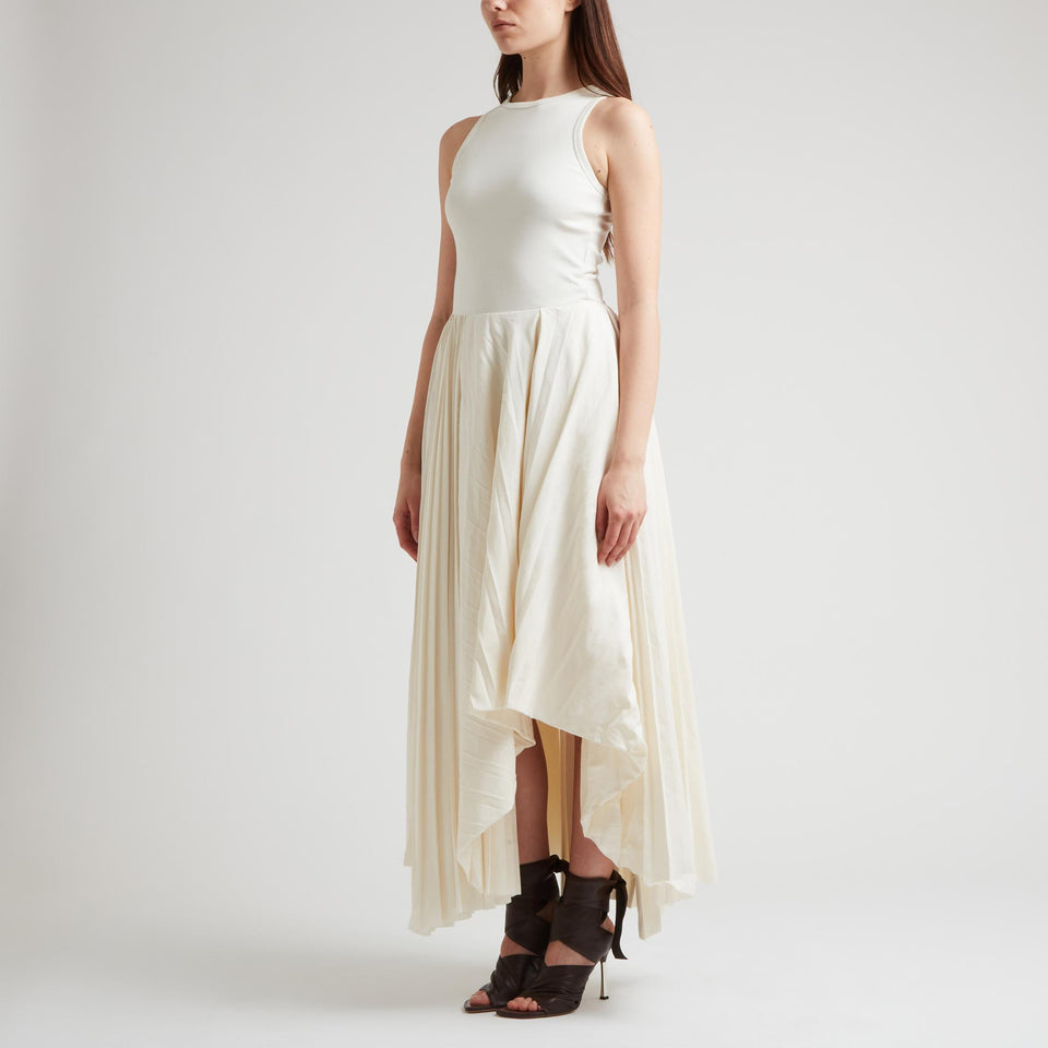 Long dress in white fabric