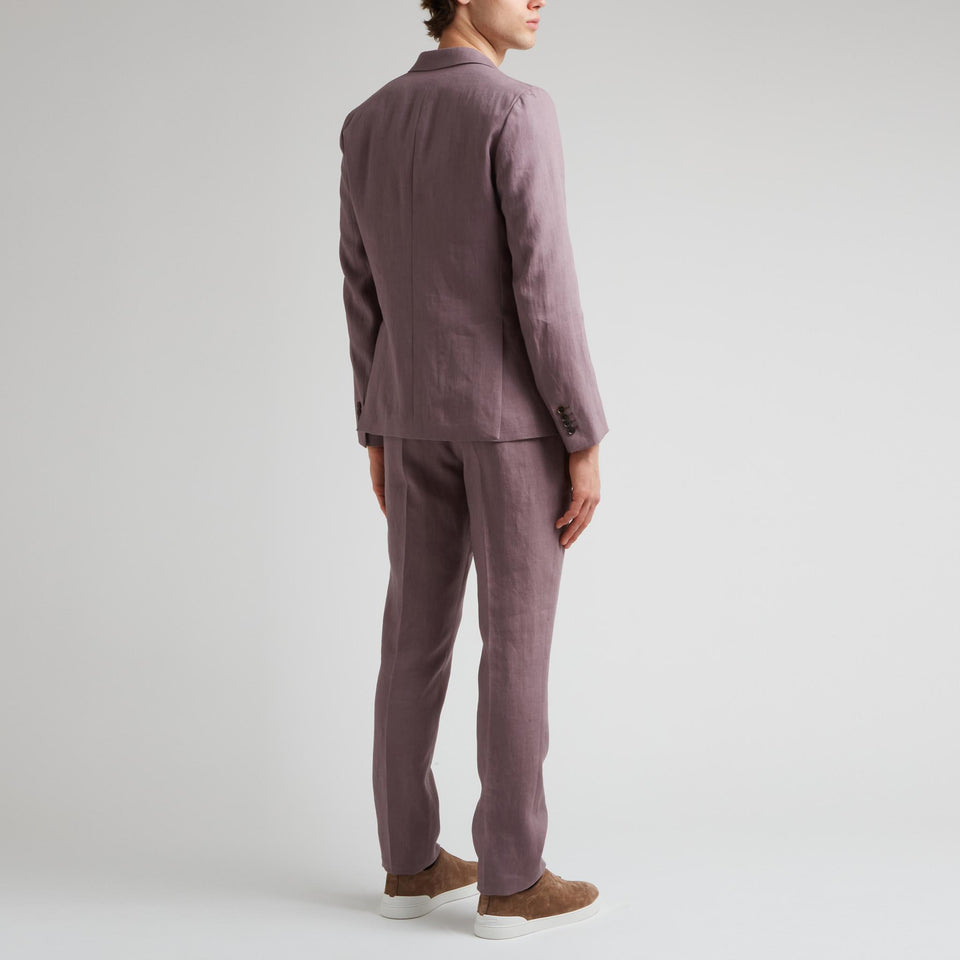 Giacca mono petto in lino viola