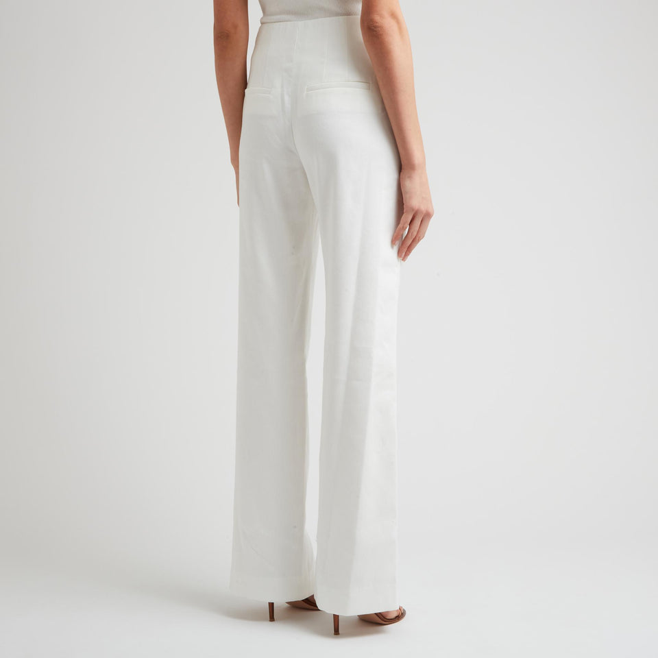 Pantalone svasato in tessuto bianco