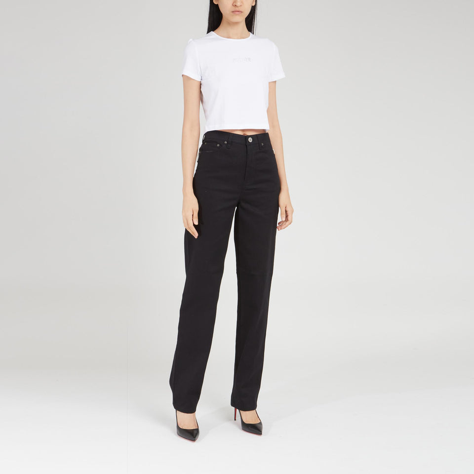 T-shirt crop in cotone bianca