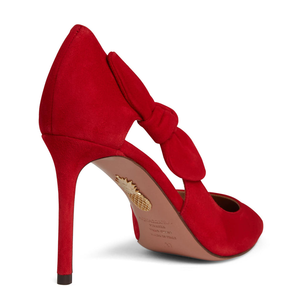 Dècolletè ''Very Bow Tie'' in suede rosse VBTMIDP0 SUELIPSTICK AQUAZZURA 