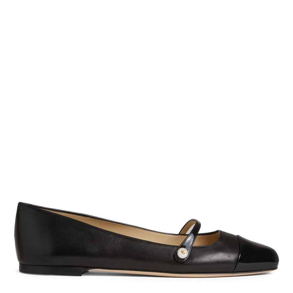Ballerina "Elisa flat" in pelle nera ELISA FLAT PTZBLACK/BLACK JIMMY CHOO 