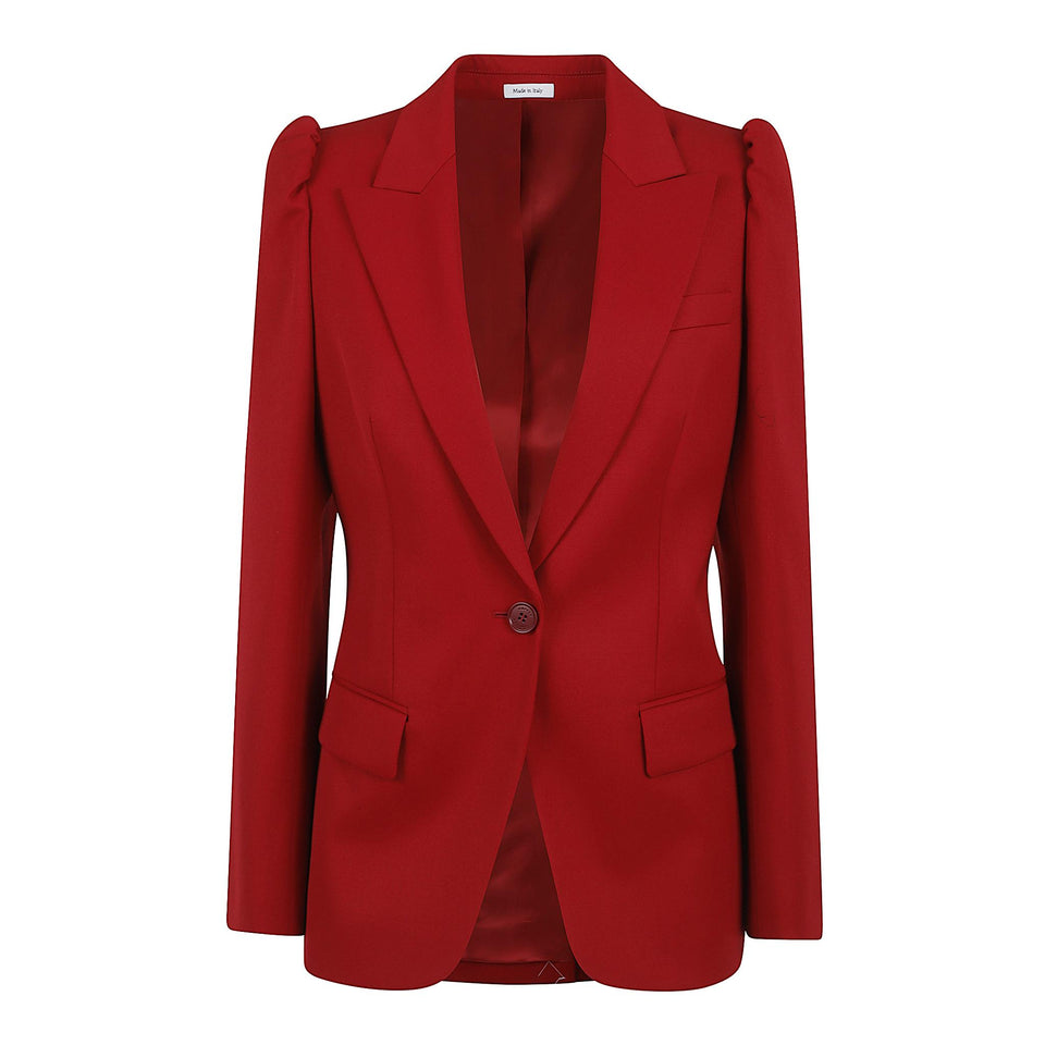 Giacca mono petto in lana rossa 848491 QJAAC6191 ALEXANDER MCQUEEN 