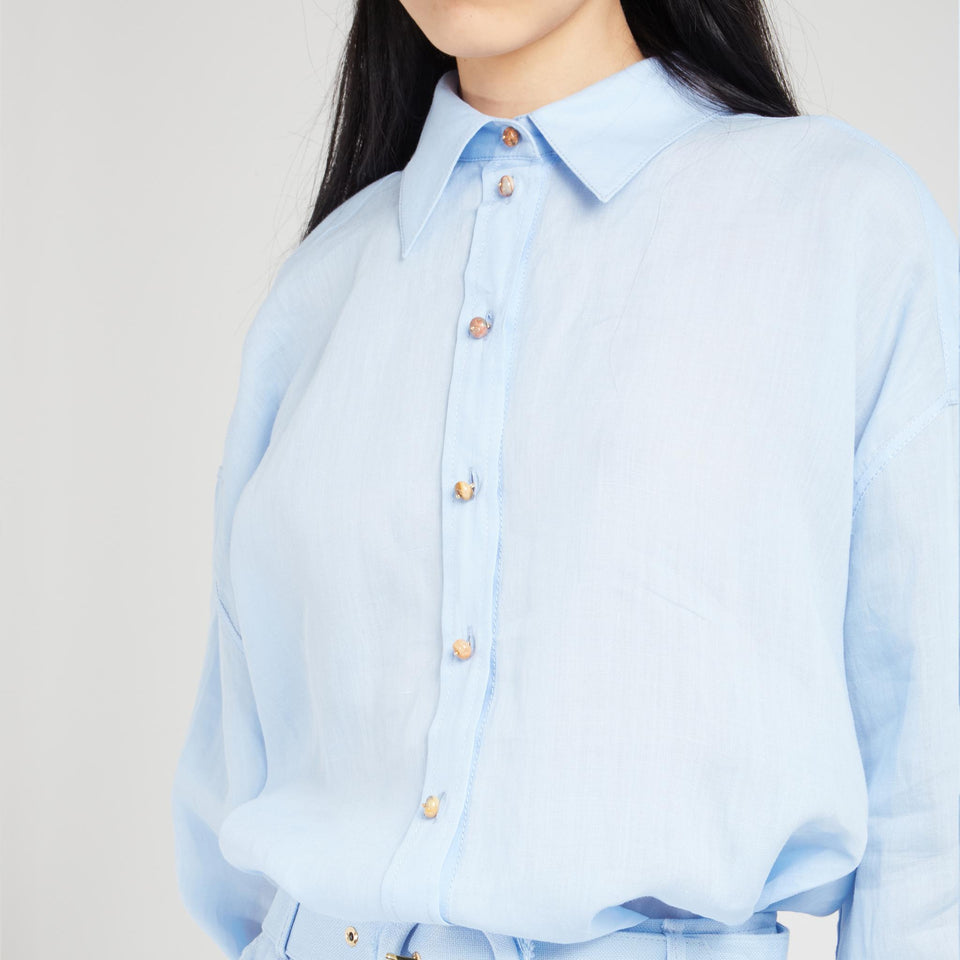 Camicia in ramie azzurra