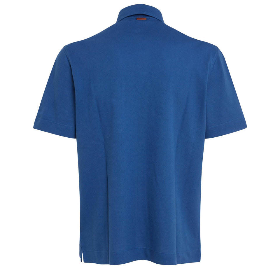 Blue cotton polo shirt