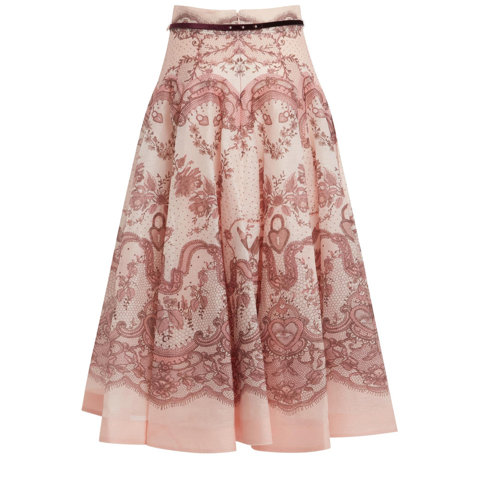 "Crush" skirt in pink linen