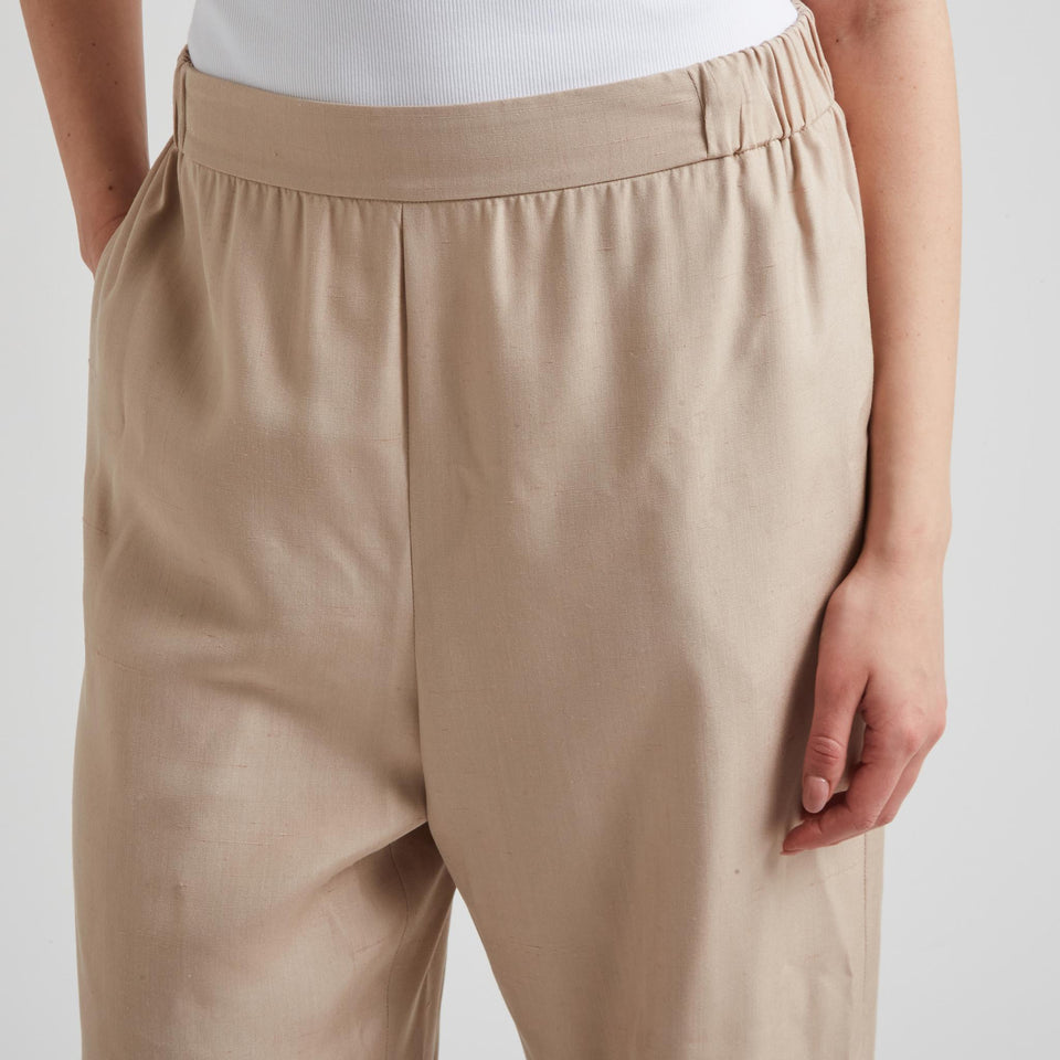 Pantaloni in seta beige P0096NS25 SI001GR001 ELIE SAAB 