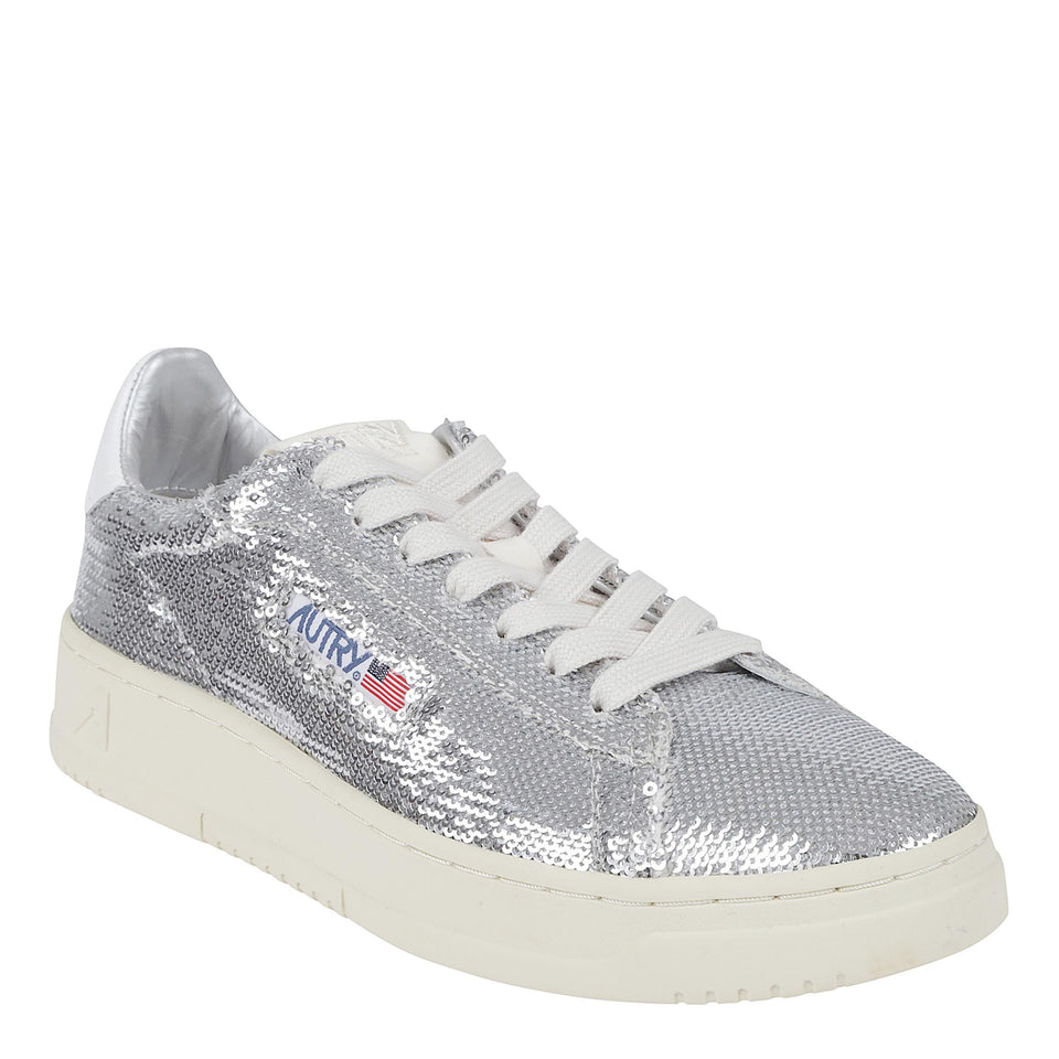 Sneakers ''Dallas'' in paillettes argento ADLW-TI05 SILV/WHT AUTRY 