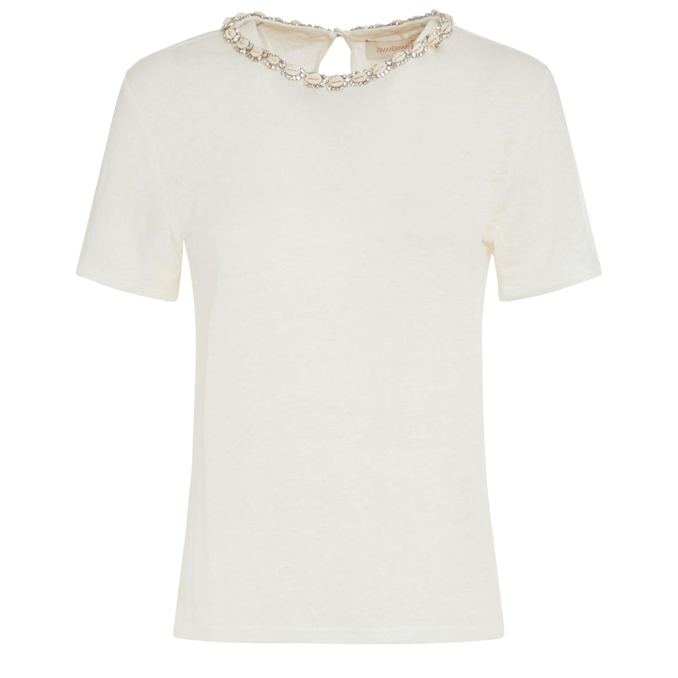 "Illuminate" ivory linen t-shirt