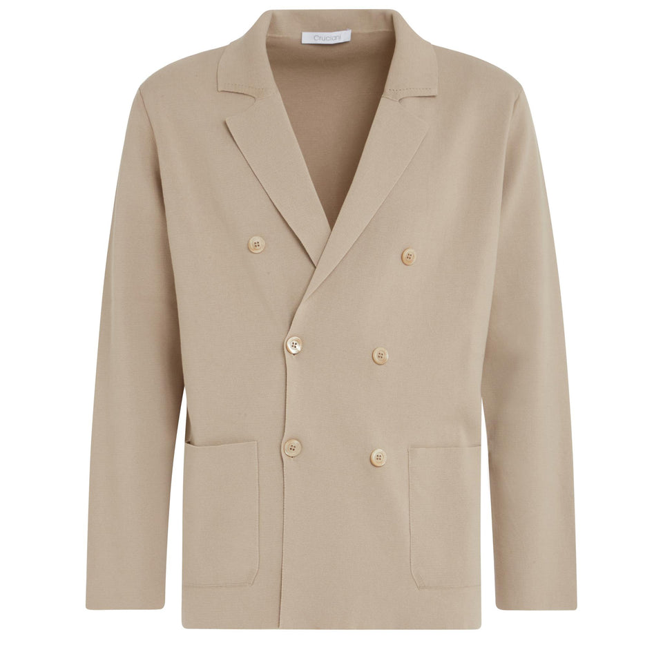 Beige cotton double breasted jacket