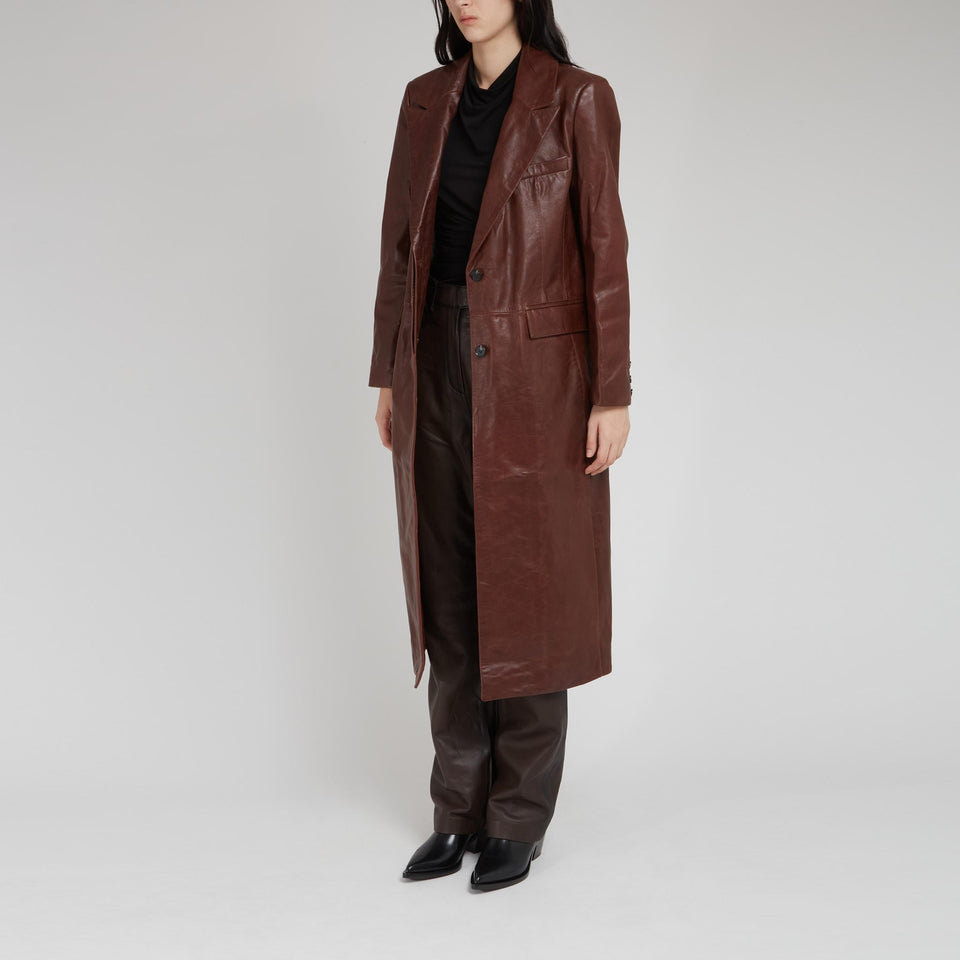 "Tilo" Brown Leather Coat