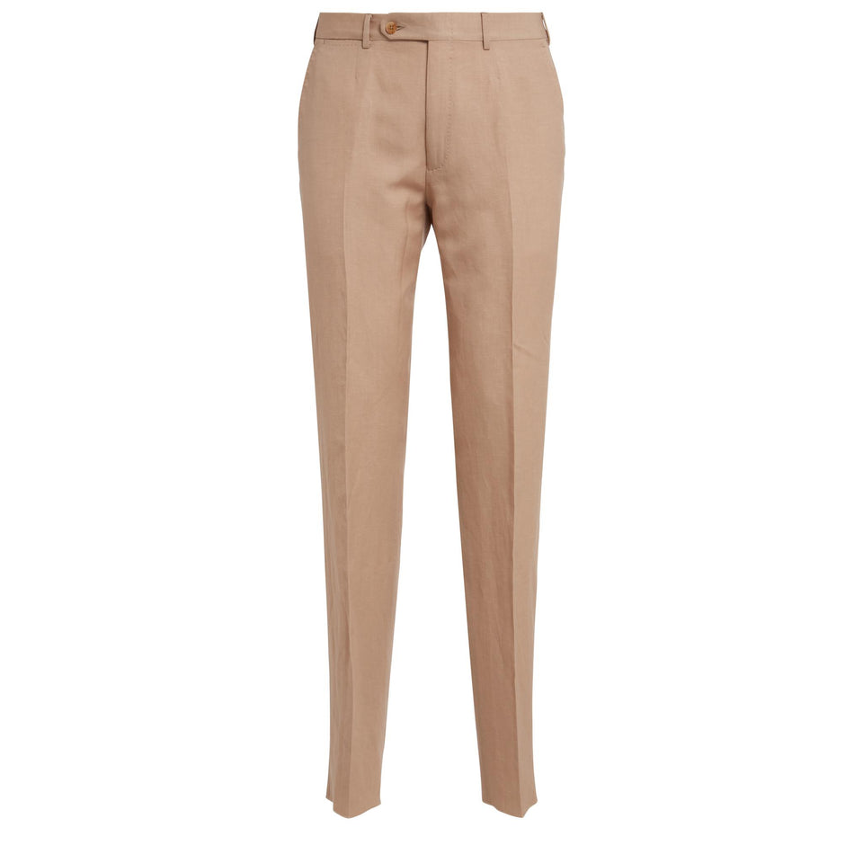 Pantalone in popeline beige