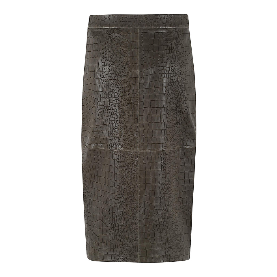 Gonna in pelle khaki SELMA CROCOKHAKI ENES 