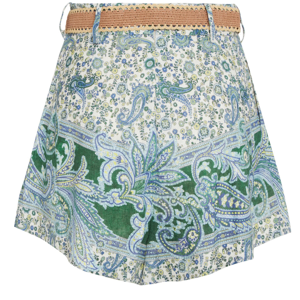 Multicolor linen shorts