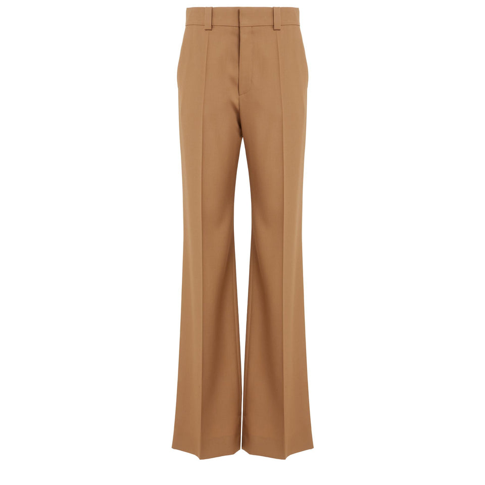 Pantalone svasato in lana marrone