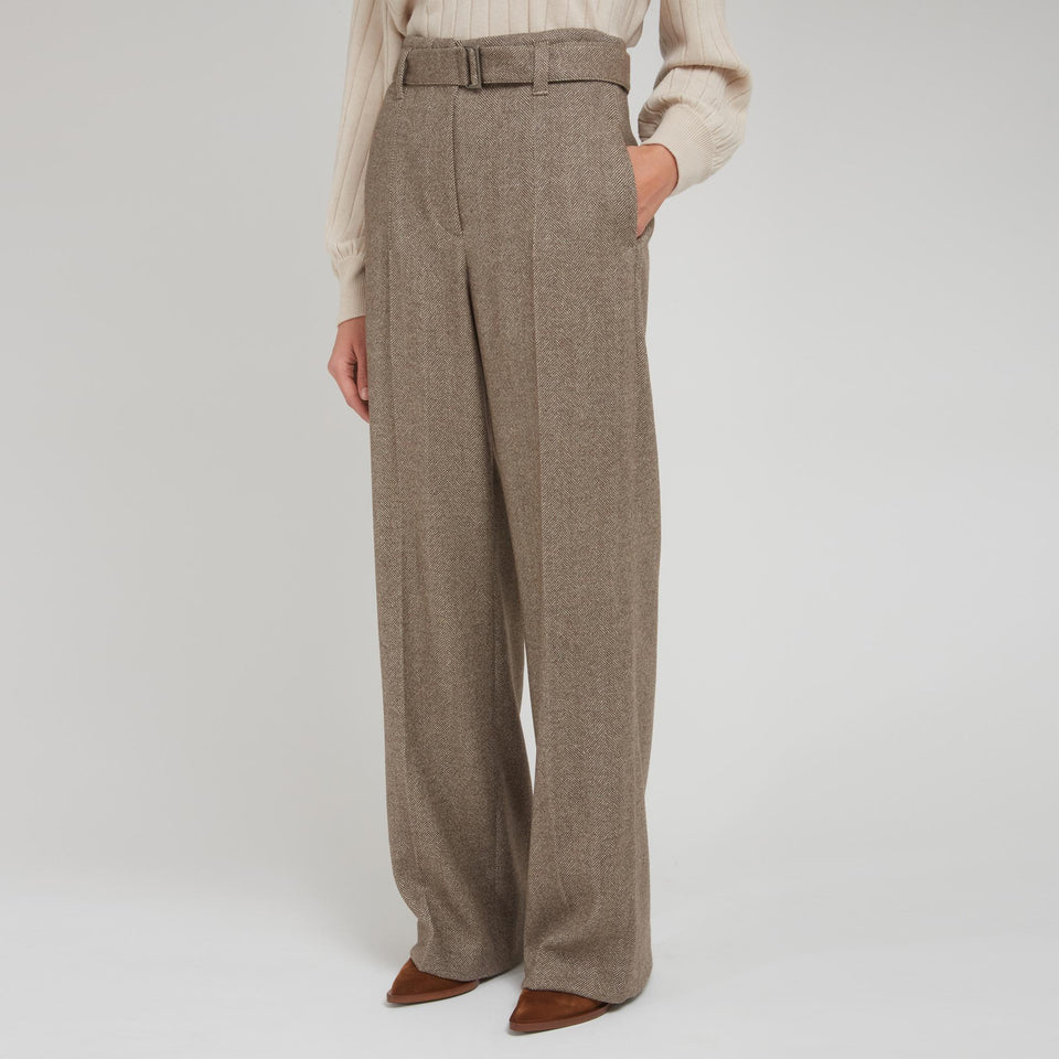 Pantalone in lana marrone