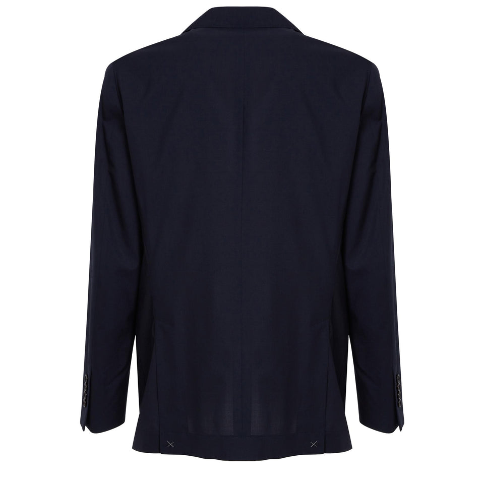 Giacca mono petto in lana blu